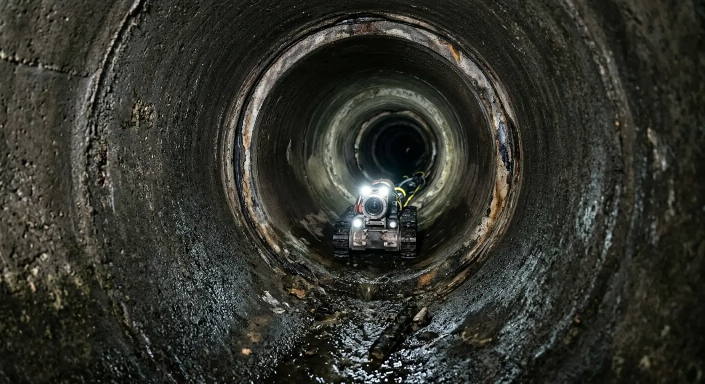 Robotic sewer camera inspecting pipe interior for Drain Snake Service in Collingdale